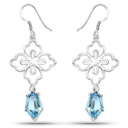 12.14 Carat Genuine Swiss Blue Topaz .925 Sterling Silver Earrings by Bids.com