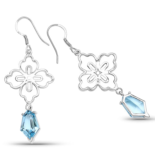 12.14 Carat Genuine Swiss Blue Topaz .925 Sterling Silver Earrings by Bids.com