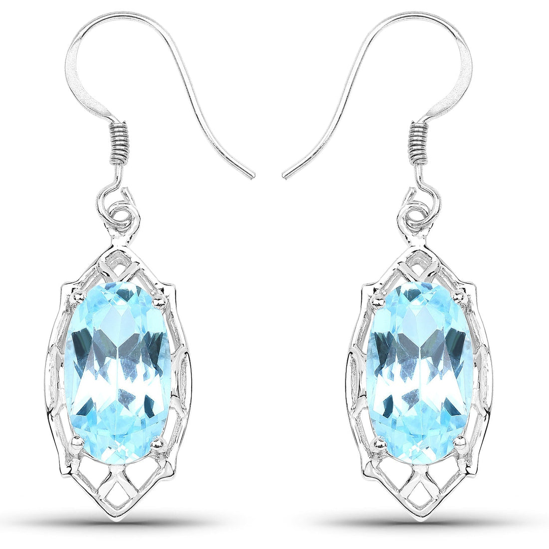 13.68 Carat Genuine Blue Topaz .925 Sterling Silver Earrings 