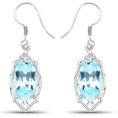 13.68 Carat Genuine Blue Topaz .925 Sterling Silver Earrings by Bids.com