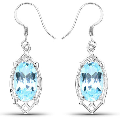 13.68 Carat Genuine Blue Topaz .925 Sterling Silver Earrings by Bids.com