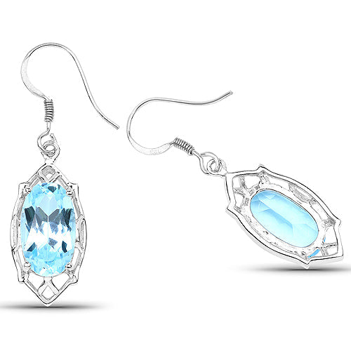 13.68 Carat Genuine Blue Topaz .925 Sterling Silver Earrings by Bids.com