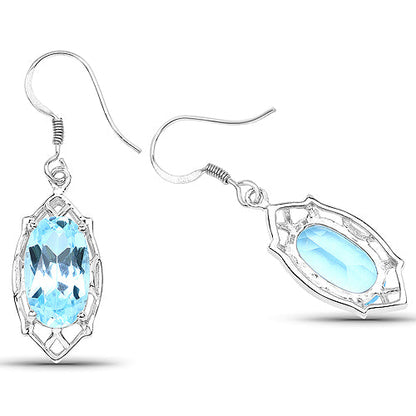 13.68 Carat Genuine Blue Topaz .925 Sterling Silver Earrings by Bids.com
