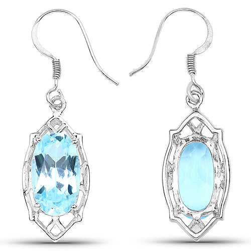 13.68 Carat Genuine Blue Topaz .925 Sterling Silver Earrings by Bids.com