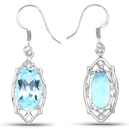 13.68 Carat Genuine Blue Topaz .925 Sterling Silver Earrings by Bids.com