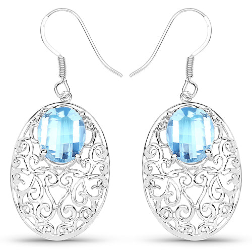 10.72 Carat Genuine Blue Topaz .925 Sterling Silver Earrings by Bids.com