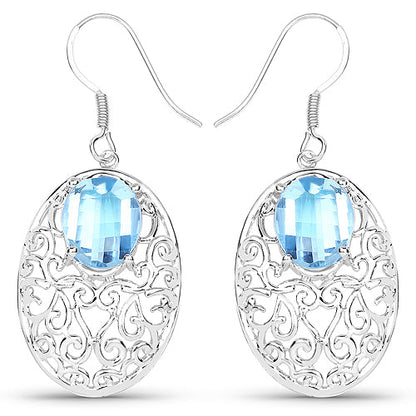 10.72 Carat Genuine Blue Topaz .925 Sterling Silver Earrings by Bids.com