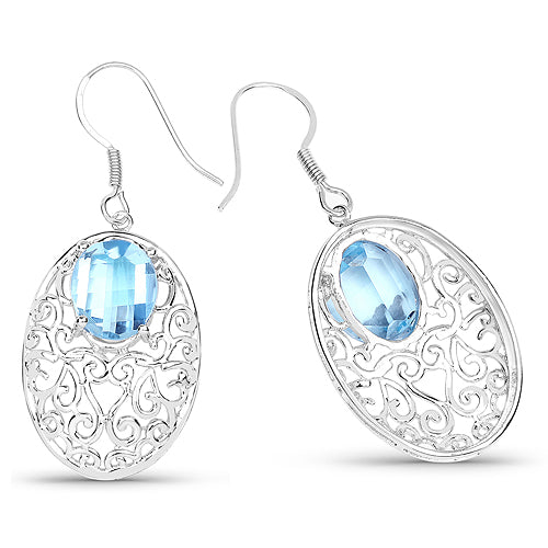10.72 Carat Genuine Blue Topaz .925 Sterling Silver Earrings by Bids.com