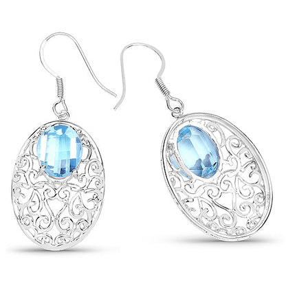 10.72 Carat Genuine Blue Topaz .925 Sterling Silver Earrings by Bids.com