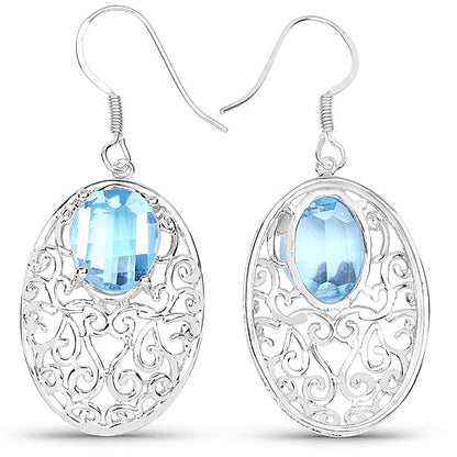 10.72 Carat Genuine Blue Topaz .925 Sterling Silver Earrings by Bids.com