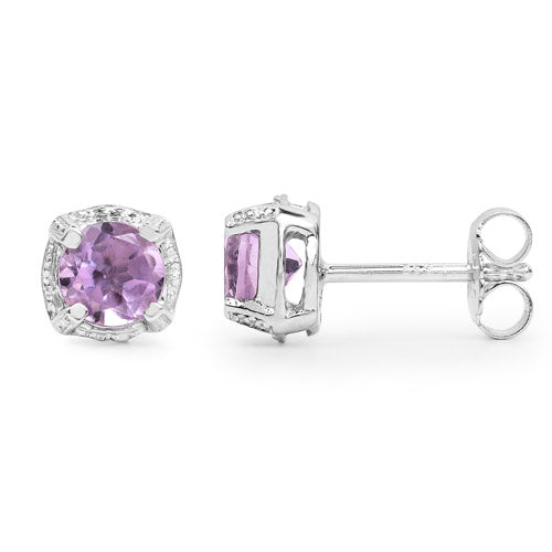 1.46 Carat Genuine Amethyst .925 Sterling Silver Earrings  DestGlow
