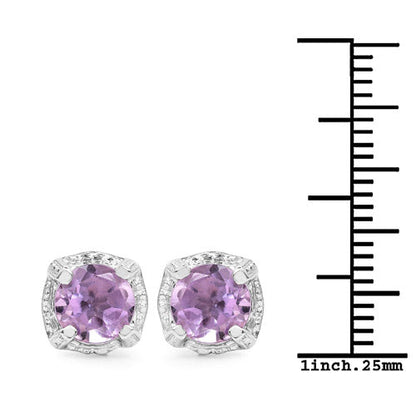 1.46 Carat Genuine Amethyst .925 Sterling Silver Earrings  DestGlow