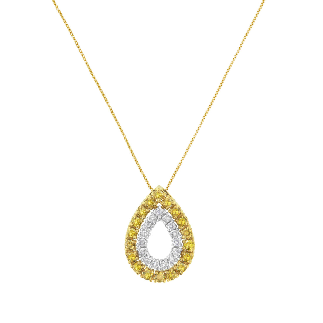 Yellow Gold Plated Sterling Silver Treated Yellow Diamond Pear Shape Pendant Necklace (1/2 cttw, Yellow Color, I2-I3 Clarity) by Bids.com