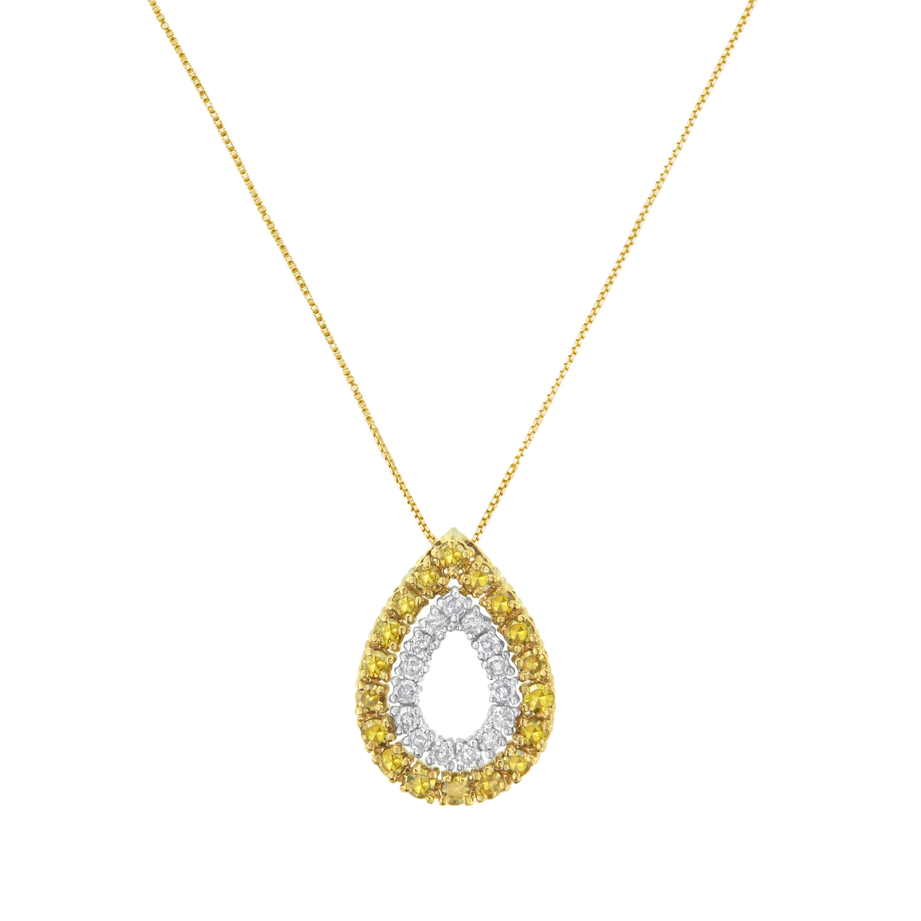 Yellow Gold Plated Sterling Silver Treated Yellow Diamond Pear Shape Pendant Necklace (1/2 cttw, Yellow Color, I2-I3 Clarity) by Bids.com
