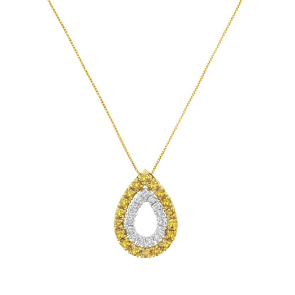Yellow Gold Plated Sterling Silver Treated Yellow Diamond Pear Shape Pendant Necklace (1/2 cttw, Yellow Color, I2-I3 Clarity) by Bids.com
