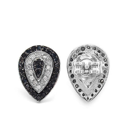 0.47 Carat Genuine Black Diamond &amp; White Diamond .925 Sterling Silver Earrings  DestGlow