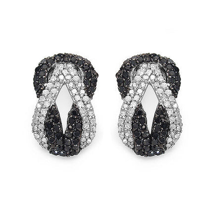 1.05 Carat Genuine Black Diamond &amp; White Diamond .925 Sterling Silver Earrings by Bids.com