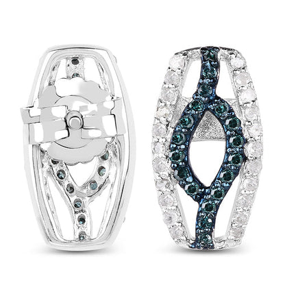 0.42 Carat Genuine Blue Diamond &amp; White Diamond .925 Sterling Silver Earrings by Bids.com