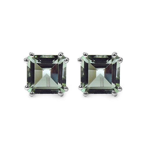 9.00 Carat Genuine Green Amethyst Sterling Silver Earrings 
