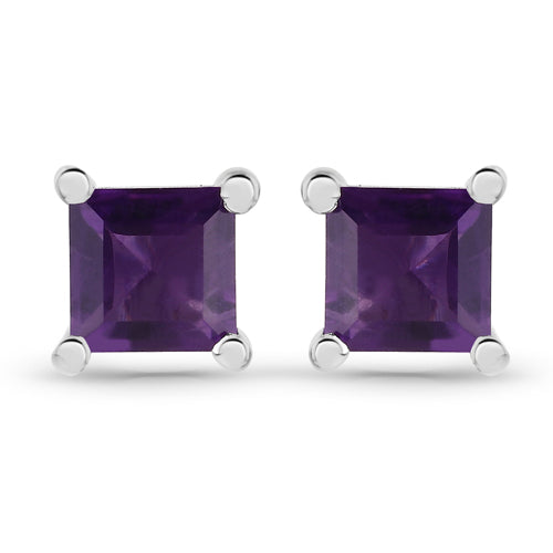 0.80 Carat Genuine Amethyst .925 Sterling Silver Earrings  DestGlow