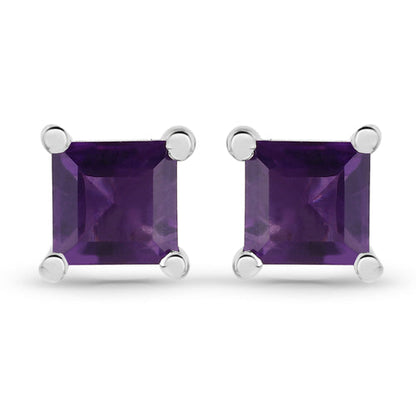 0.80 Carat Genuine Amethyst .925 Sterling Silver Earrings  DestGlow