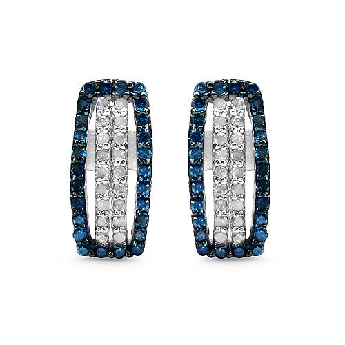 0.51 Carat Genuine Blue Diamond &amp; White Diamond .925 Sterling Silver Earrings by Bids.com