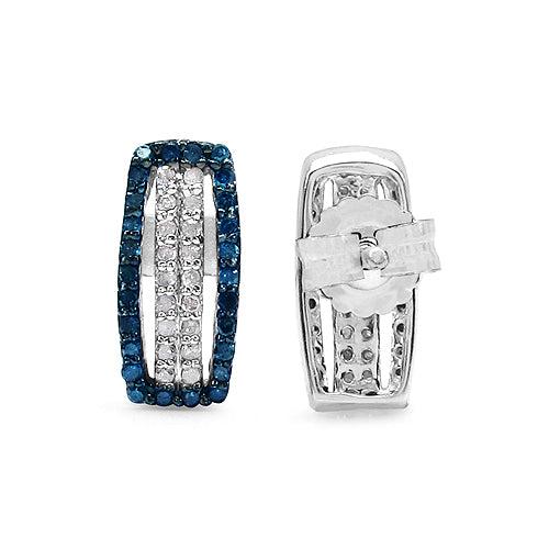 0.51 Carat Genuine Blue Diamond &amp; White Diamond .925 Sterling Silver Earrings by Bids.com