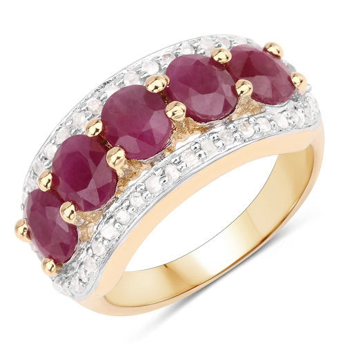 1.74 Carat Genuine Ruby and White Diamond .925 Sterling Silver Ring by Bids.com