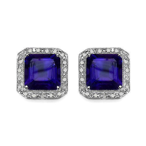 9.40 Carat Genuine Amethyst and White Diamond .925 Sterling Silver Earrings by Bids.com
