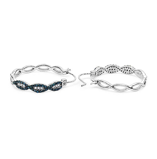0.52 Carat Genuine Blue Diamond &amp; White Diamond .925 Sterling Silver Earrings by Bids.com