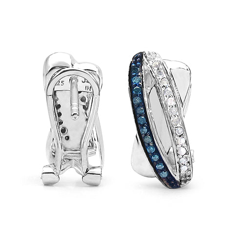 0.28 Carat Genuine Blue Diamond &amp; White Diamond .925 Sterling Silver Earrings by Bids.com