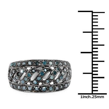 0.60 Carat Genuine Blue Diamond .925 Sterling Silver Ring by Bids.com