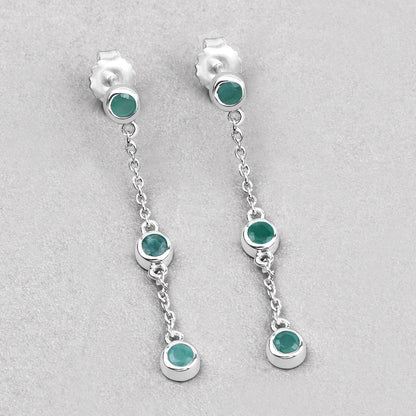 0.60 Carat Genuine Emerald .925 Sterling Silver Earrings by Bids.com