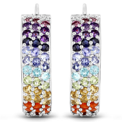 8.79 Carat Genuine Multi Stones .925 Sterling Silver Earrings by Bids.com