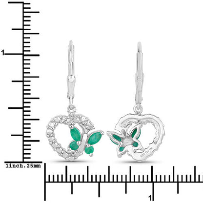 0.44 Carat Genuine Emerald and Created White Sapphire .925 Sterling Silver Earrings by Bids.com