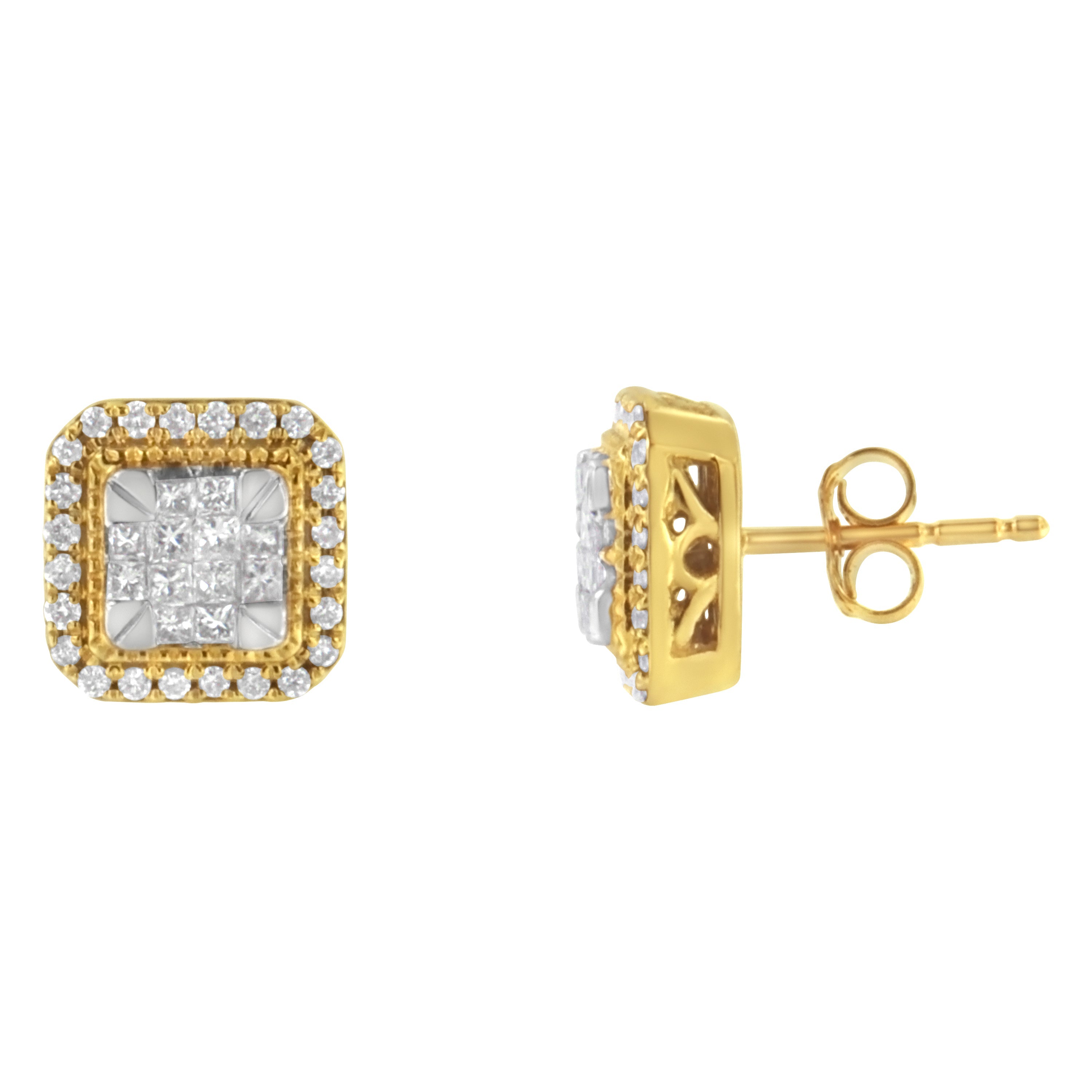 10KT Yellow Gold Diamond Stud Earrings (1/2 cttw, H-I Color, SI2-I1 Clarity) by Bids.com