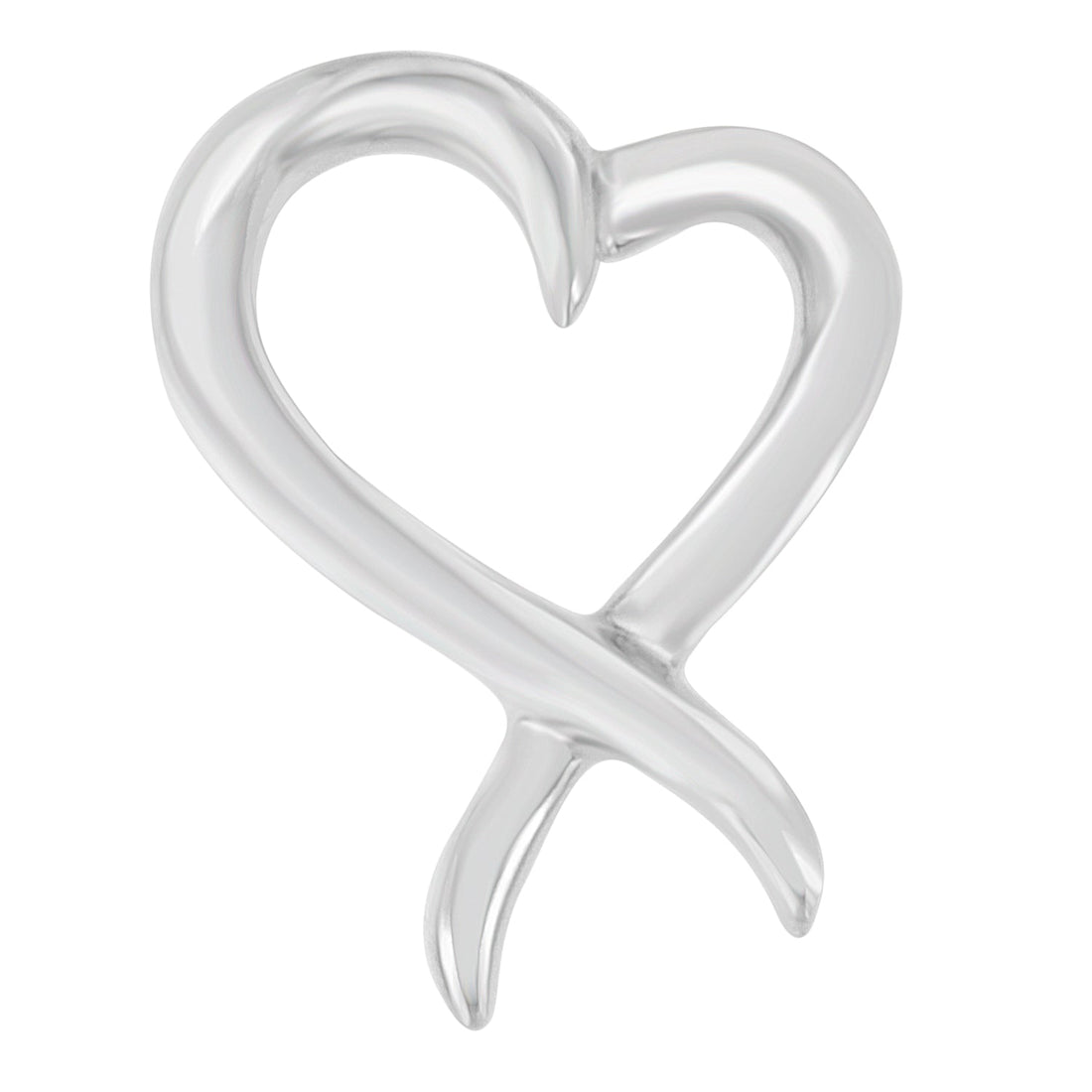 .925 Sterling Silver Open Heart-Shaped Awareness Ribbon Pendant Necklace by Bids.com