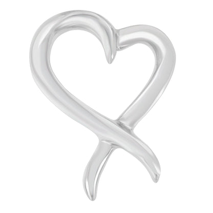 .925 Sterling Silver Open Heart-Shaped Awareness Ribbon Pendant Necklace by Bids.com