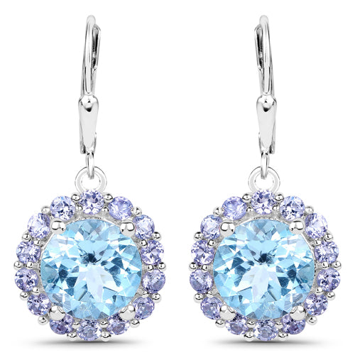 9.96 Carat Genuine Blue Topaz and Tanzanite .925 Sterling Silver Earrings by Bids.com