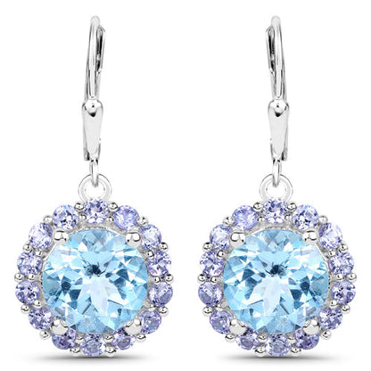 9.96 Carat Genuine Blue Topaz and Tanzanite .925 Sterling Silver Earrings by Bids.com