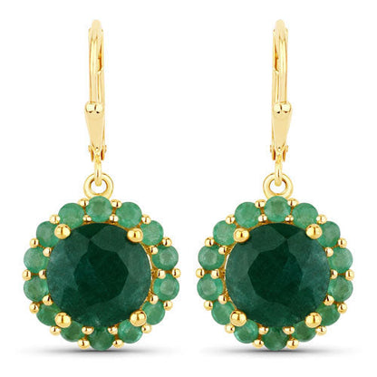 8.54 Carat Dyed Emerald and Emerald .925 Sterling Silver Earrings  DestGlow