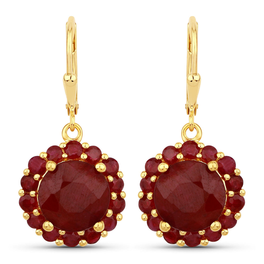 11.37 Carat Dyed Ruby and Ruby .925 Sterling Silver Earrings by Avera Group