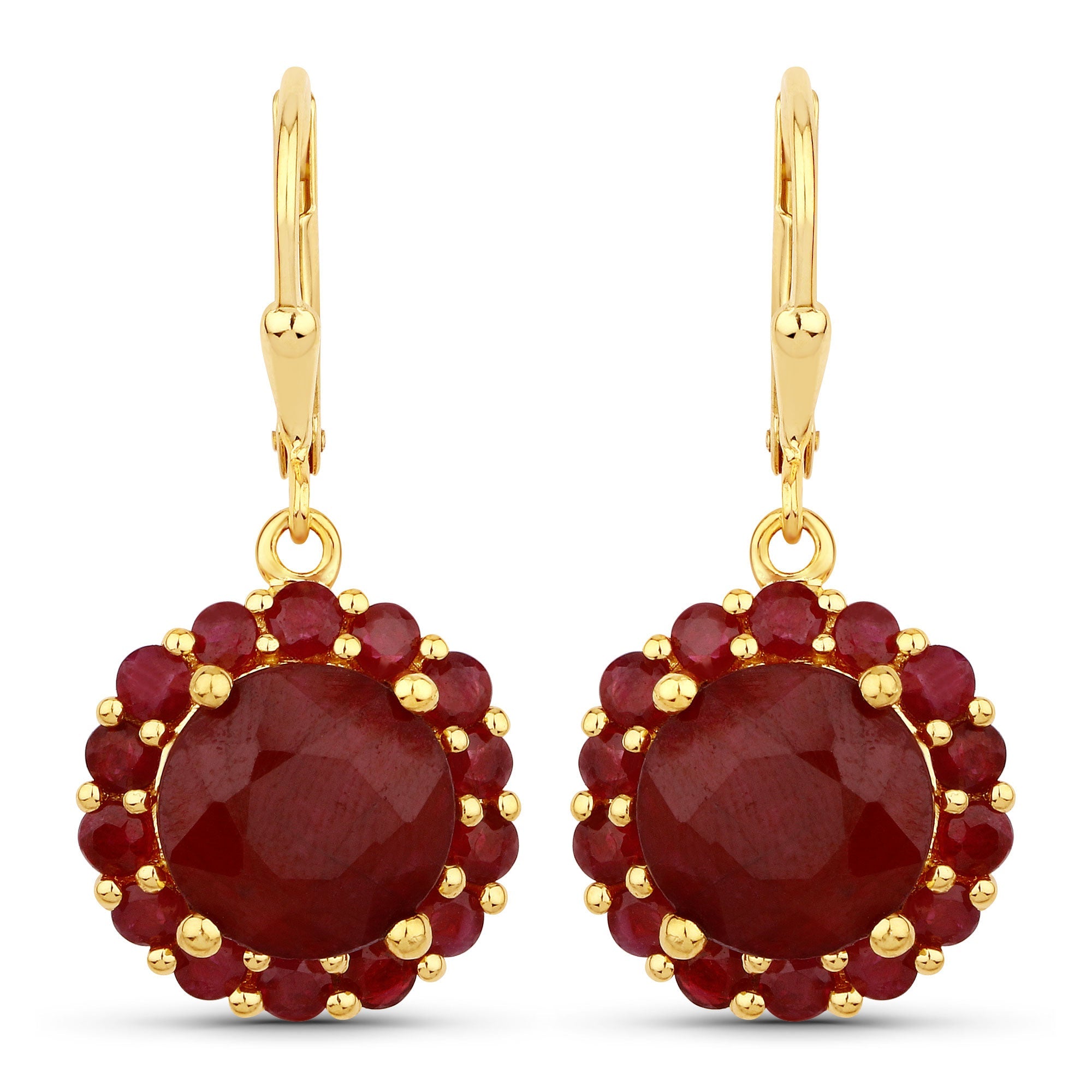 11.37 Carat Dyed Ruby and Ruby .925 Sterling Silver Earrings by Avera Group