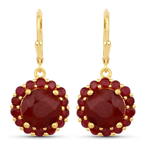 11.37 Carat Dyed Ruby and Ruby .925 Sterling Silver Earrings  DestGlow