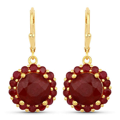 11.37 Carat Dyed Ruby and Ruby .925 Sterling Silver Earrings  DestGlow