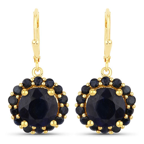 11.37 Carat Dyed Sapphire and Blue Sapphire .925 Sterling Silver Earrings  DestGlow