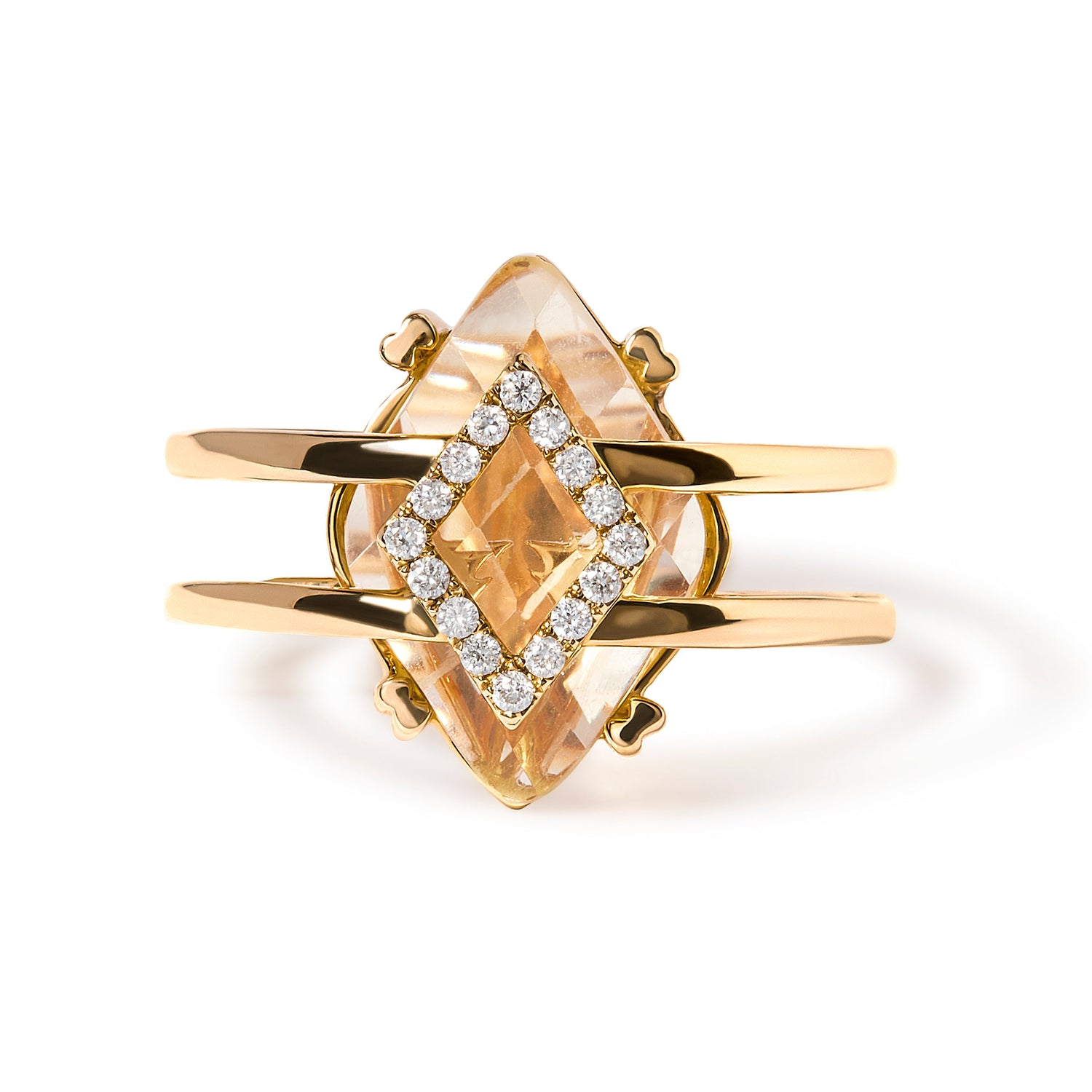 14K Yellow Gold 15x15 MM Marquise Cut Yellow Topaz and Diamond Accent Statement Cocktail Ring (G-H Color, SI1-SI2 Clarity) by Bids.com