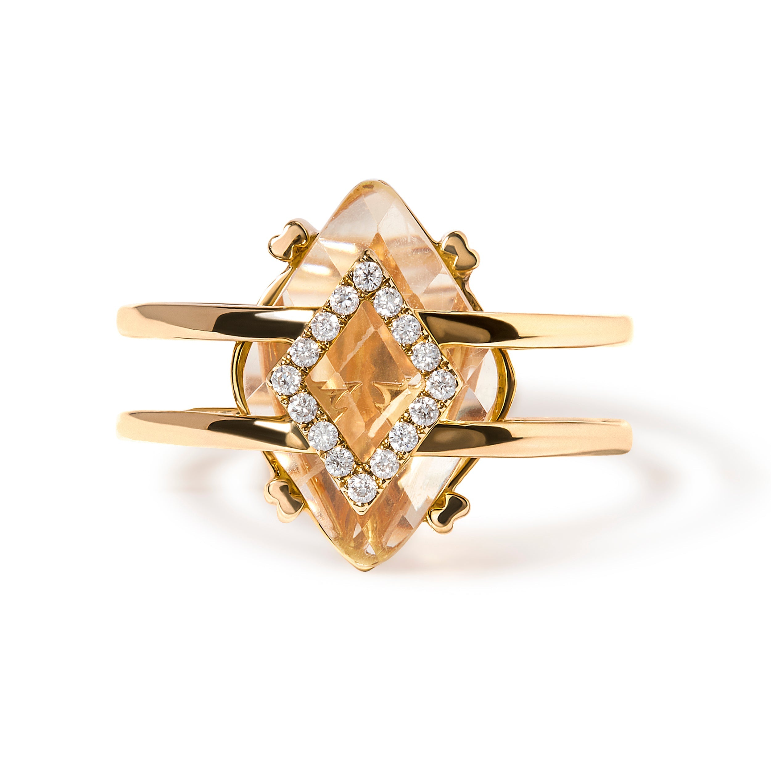 14K Yellow Gold 15x15 MM Marquise Cut Yellow Topaz and Diamond Accent Statement Cocktail Ring (G-H Color, SI1-SI2 Clarity) by Bids.com