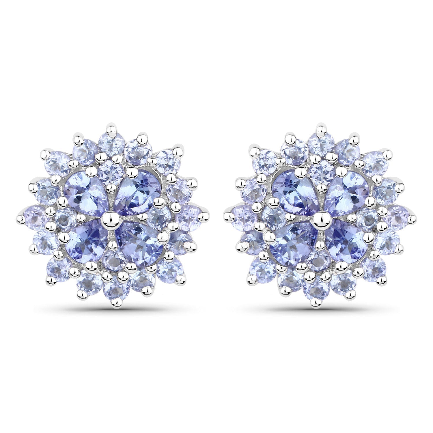 2.52 Carat Genuine Tanzanite .925 Sterling Silver Earrings by Avera Group