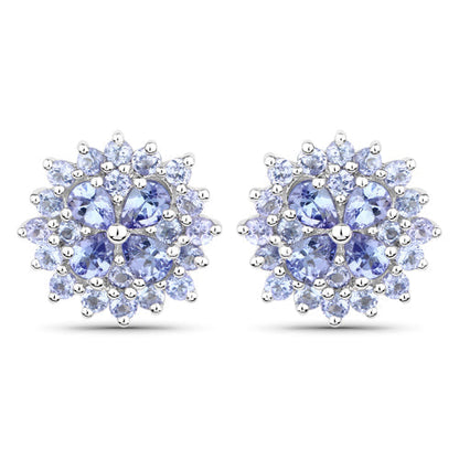 2.52 Carat Genuine Tanzanite .925 Sterling Silver Earrings  DestGlow